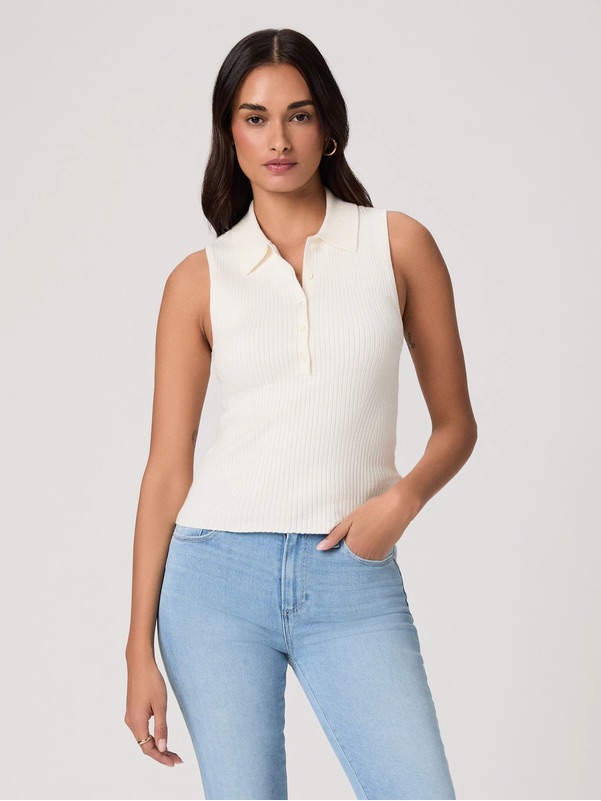 Paige Vesta Sleeveless Polo Top Size L Nwt